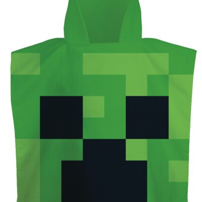 Badeponcho - Minecraft børneponcho - 50x115 cm - Let og hurtig tørrende poncho til børn