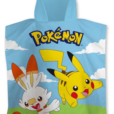 Badeponcho - Pokémon børneponcho - 50x115 cm - Let og hurtig tørrende poncho til børn