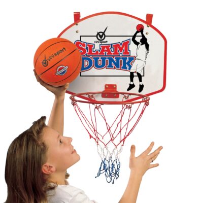 Basketkurv på træplade - 30 cm metalkurv med net