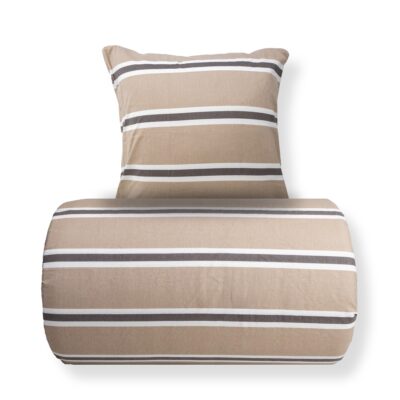 Sengetøj 140x220 cm - Bomulds flonel - Beige med striber