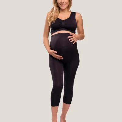Graviditets leggings m. støtte 3/4 længde sort m - Medium