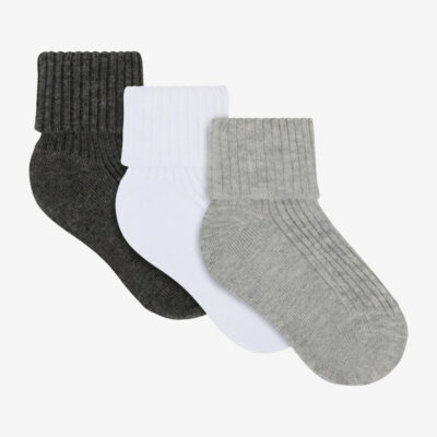 Minymo Rib Sokker 3-pak - Light Grey Melange - 15/18