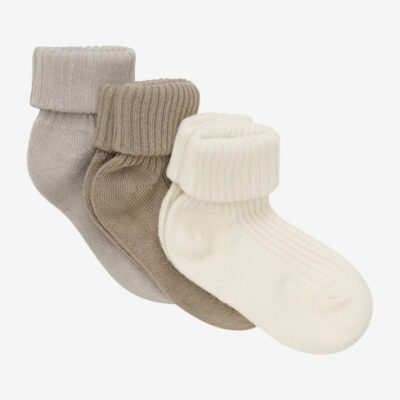Minymo Rib Sokker 3-pak - Light Taupe - 15/18