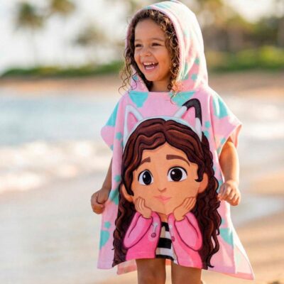 Gabby's Dollhouse Strandponcho Mikrofiber, Light pink