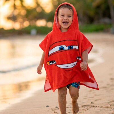 Disney Cars Strandponcho Mikrofiber, Rød