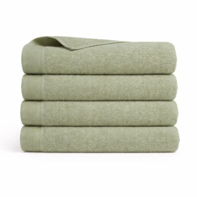 Bomulds håndklæde - 100% bomuld - Badehåndklæde 70x140 cm - Valmue - Lysegrøn