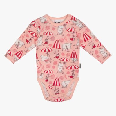 Mumitroldene by Martinex Muslingestrand Body, Koralrød, 80, Babytøj