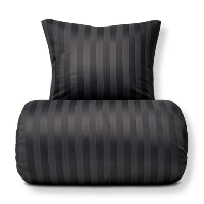 Bambus sengetøj 140x200 cm - 100% bambus - Grå jacquardvævet striber