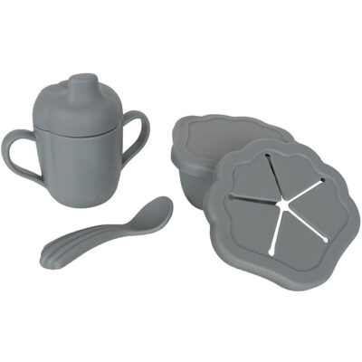 Konges Sløjd Spisesæt - Silicone - 3 dele - Light Blue