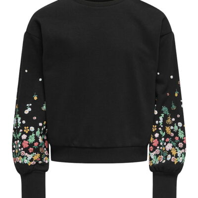 Kids Only Sweatshirt - KogBrooke - Sort/Sleeve Flower