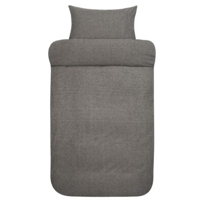 Flonel sengetøj - 140x220 cm - 100% blødt garnfarvet bomulds flonel - Høie of Scandinavia - Casper dæmpet sort premium sengesæt