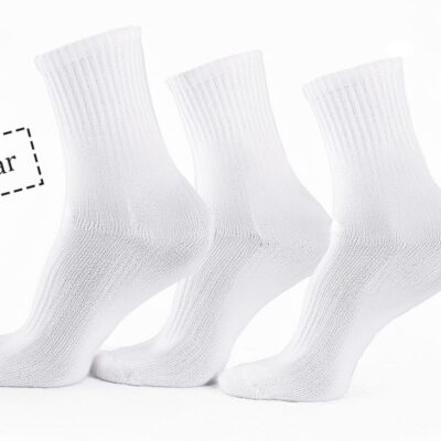 Tennissokker - 50 par hvide tennisstrømper med ribkant - Str. 43-47 - Unisex