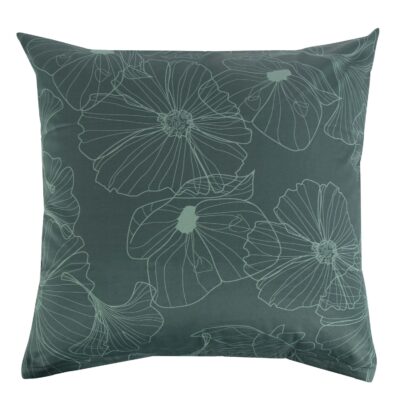 Pudebetræk 60x63 cm - Bomuldssatin - Big Flower green - Vendbart blomster print
