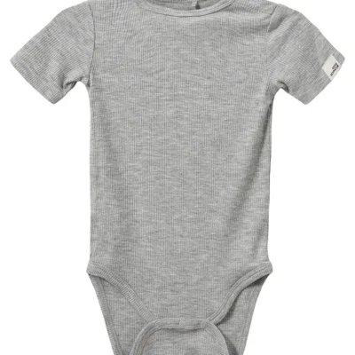 Dicte Kortærmet Body - Grey Melange - 80