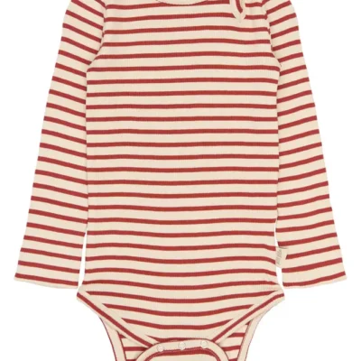 Sky Langærmet Body - Cinnabar Striped - 80 CM