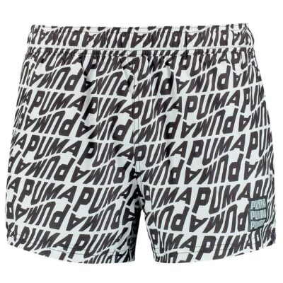 Puma Badeshorts - Hvid m. Sort Print
