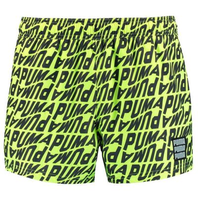 Puma Badeshorts - Neongul m. Print