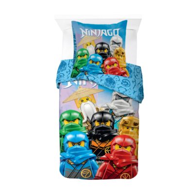 LEGO Ninjago sengetøj - 100% bomuld - Børnesengetøj 140x200 cm - Blåt LEGO sengetøj