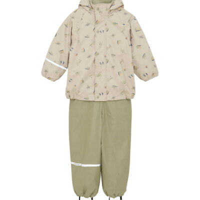 CeLaVi Regntøj m. Seler/Fleece - Recycle PU - White Pepper m. Pr