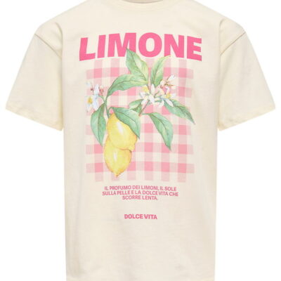 Kids Only T-shirt - KogCarina - Loose - Tofu/Limone