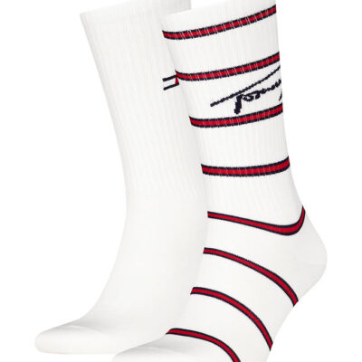 Tommy Hilfiger Strømper - 2-pak - Hvid/Rød