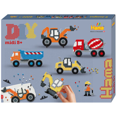 Hama Midi Perler - Gaveæske - 4000 stk + 1 Plade - Entreprenørma