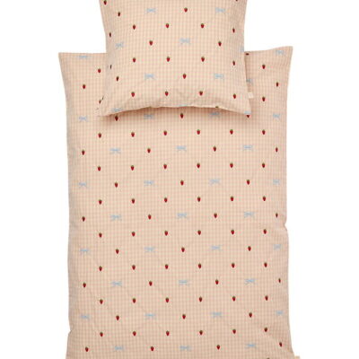 Flöss Sengetøj - Voksen - Dolly - 140x220 cm - Berry/bow