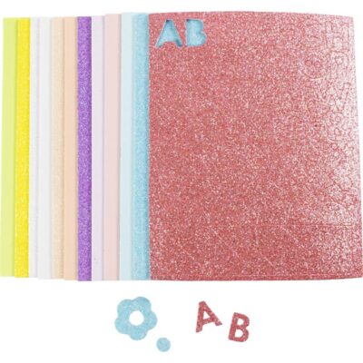 Creativ Company - Mosgummi ark, str. 14x25 cm, tykkelse 2 mm, pastelfarver, 12 ark/ 1 pk.