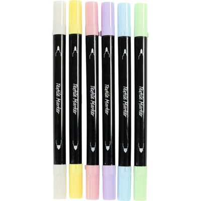 Creativ Company - Tekstiltusch, streg 2,3+3,6 mm, pastelfarver, 6 stk./ 1 pk.