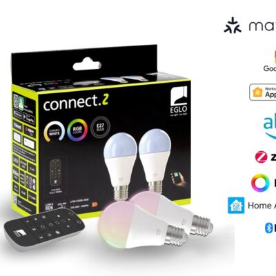 EGLO CONNECT-Z E27 LED A60 – 2 stk. Smartpærer med Fjernbetjening, Zigbee, Matter & Thread