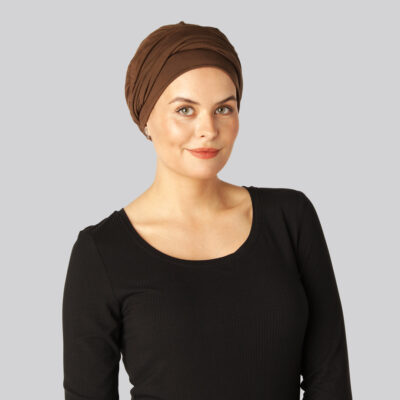 Bambus snoet turban i brun til damer