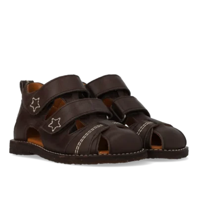 Begynder sandal med velcrolukning - Dark Brown - 20
