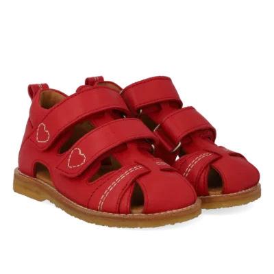 Sandal m. Hjerte Broderi - Red - 22