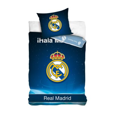 Real Madrid sengetøj - 100% bomuld - Børnesengetøj 140x200 cm - Fodbold sengetøj - Hala Madrid