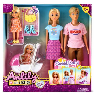 Anlily dukke familiesæt - 8 dele