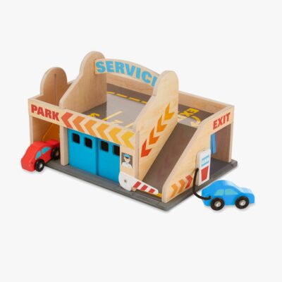 Melissa & Doug Parkeringshus Service med 2 Biler