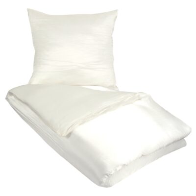 Ensfarvet sengetøj - Hvidt sengesæt - 100% silke - Butterfly Silk sengelinned