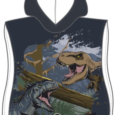 Badeponcho - Jurassic Park børneponcho - 50x115 cm - Let og hurtig tørrende poncho til børn