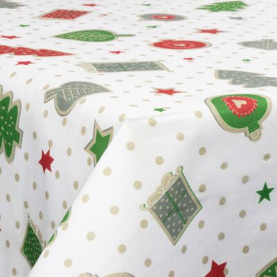 Tekstil voksdug - 140 cm bred - Juledug - Christmas Charms And Dots - Voksdug med akrylbelægning