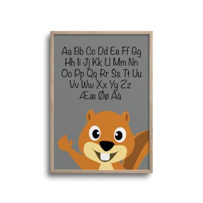 Grå ABC-plakat med egern