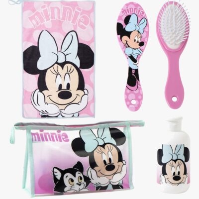 Disney Minnie Mouse Toilettaske med Håndklæde Hårbørste & Flaske