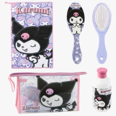 Hello Kitty Kuromi Toilettaske med Håndklæde Hårbørste & Flaske