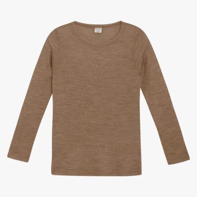 CeLaVi Langærmet Top Merinould, Cocoa Creme, 110
