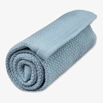 Vinter & Bloom Soft Grid Hæklet Babytæppe, Dim Blue