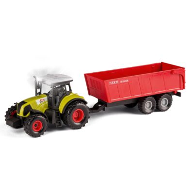 Traktor med anhænger tip 35x10 cm - Rød