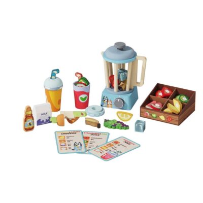 Bluey smoothiesæt i træ med blender og opskriftskort