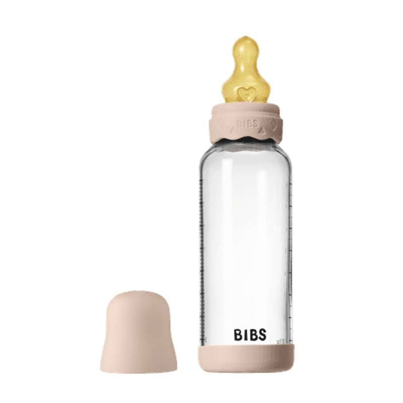 BIBS - Glas Boheme sutteflaske rund Latex Medium Flow - Blush - 240 ml