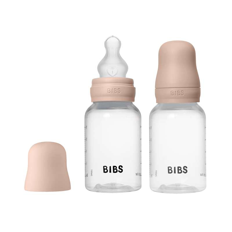 BIBS Bottle - Sutteflaskesæt - Plastik - 2-pak - Silikone/Slow Flow/Rund - 150ml - Blush