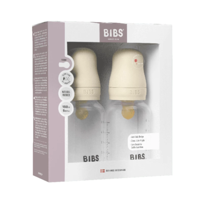 Bibs Baby Flaske Rund Latex 2 Pack 150 ml Slow Flow Ivory