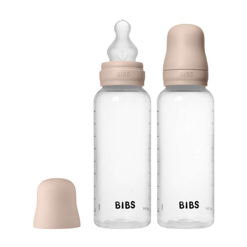 BIBS Bottle - Sutteflaskesæt - Plastik - 2-pak - Silikone/Medium Flow/Rund - 270ml - Blush